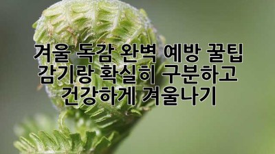 🤧 겨울 독감 완벽 예방 꿀팁! 감기랑 확실히 구분하고 건강하게 겨울나기 💪