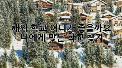 해외 학교, 어디가 좋을까요? 나에게 맞는 학교 찾기