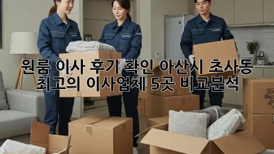 원룸 이사 후기 확인: 아산시 초사동 최고의 이사업체 5곳 비교분석